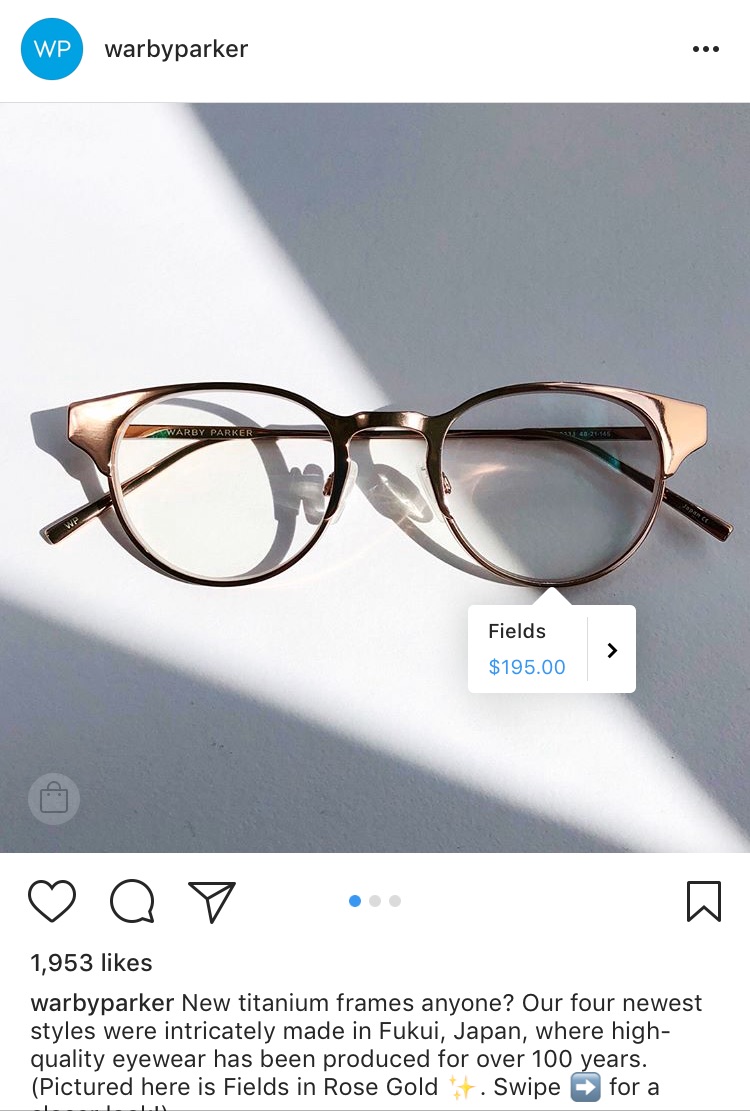 warby parker instagram shopping