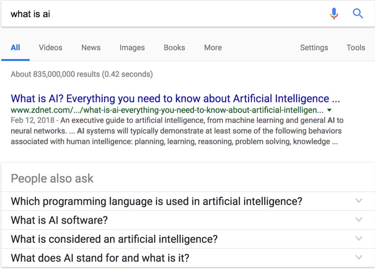 what is ai google search results