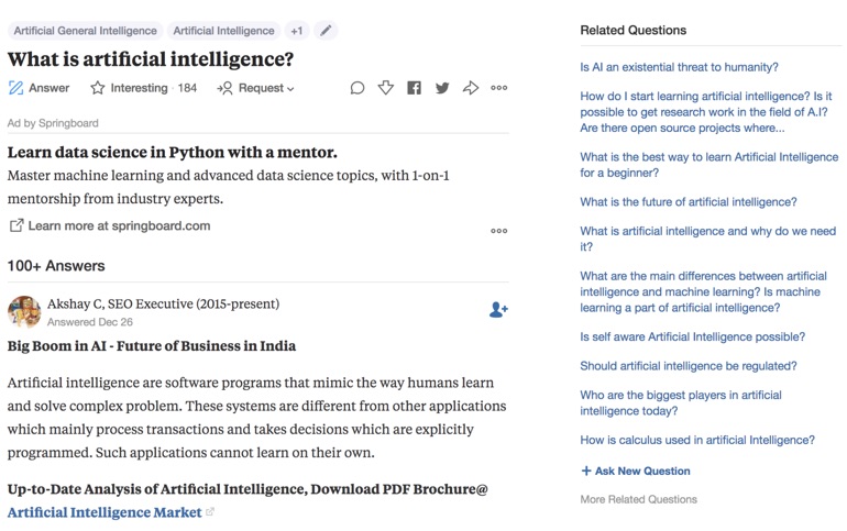 what is ai quora