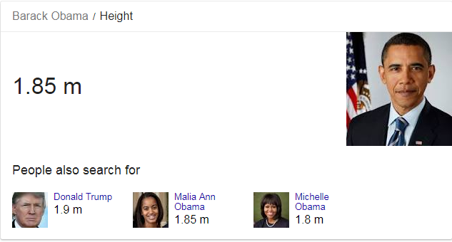 barack obama height google answer