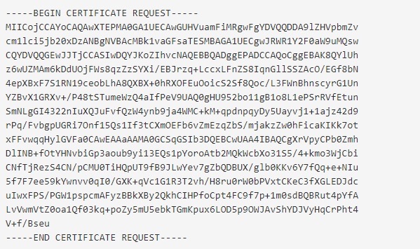begin ssl certificate request