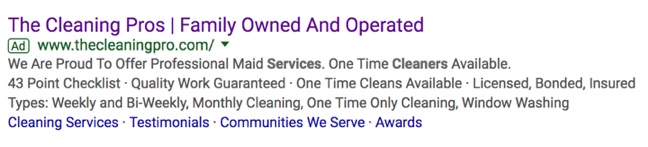 cleaning services in seattle google search advertisement
