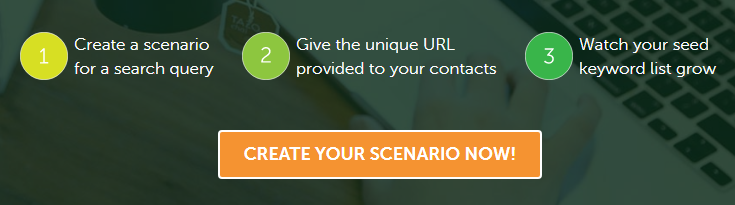 create your scenario now with seedkeywords