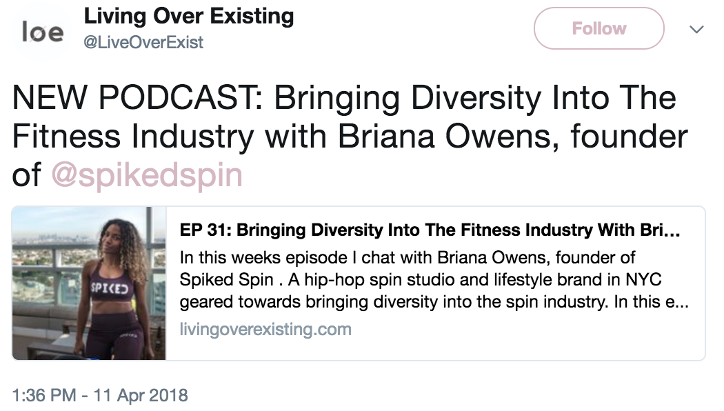 living over existing podcast tweet