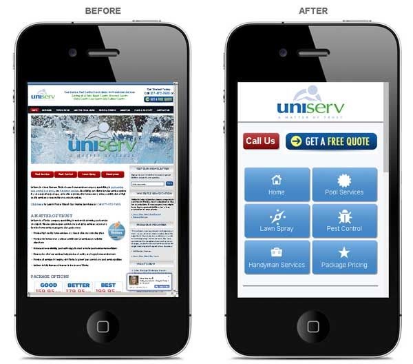 mobile page design before and after