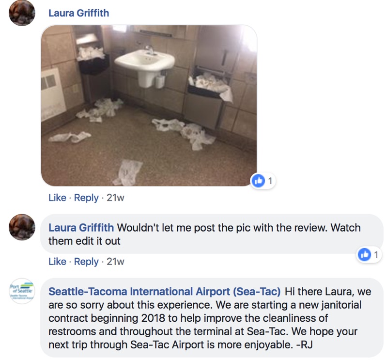 seattle airport facebook apology