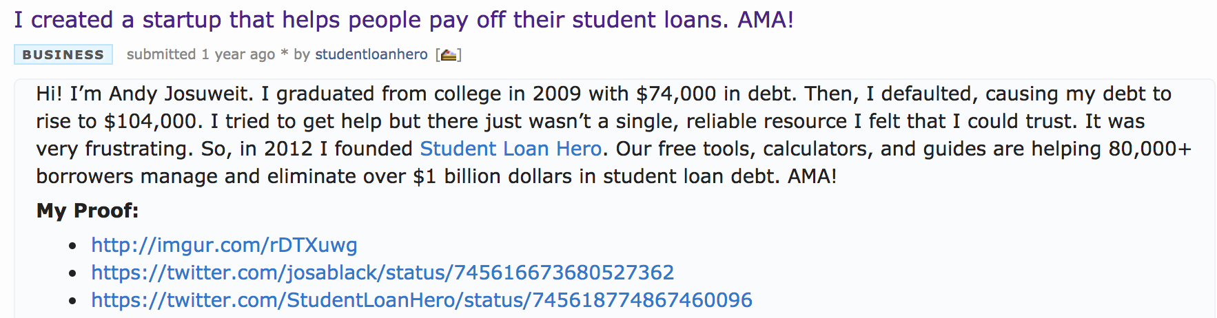 student loan hero reddit AMA one way to get web traffic