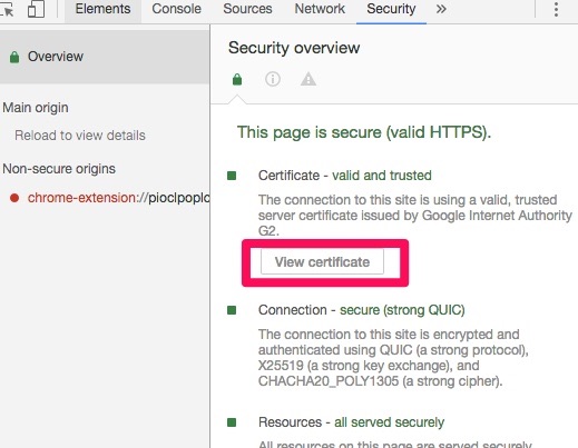 view certificate security overview