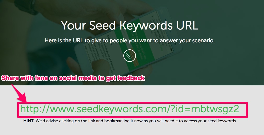 your seed keywords URL