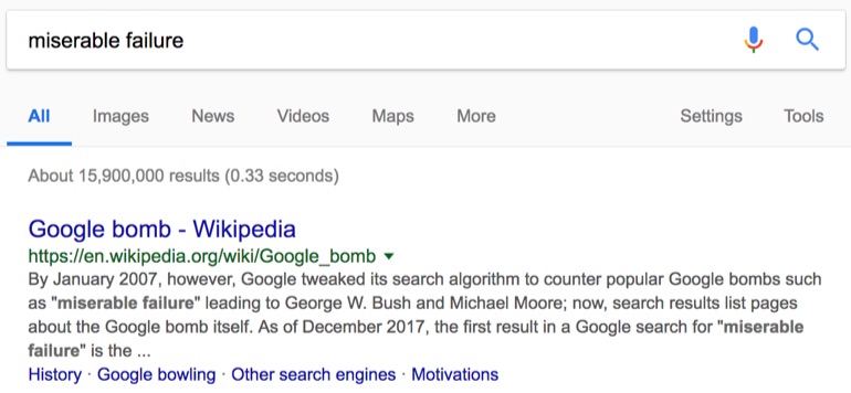google bomb search result