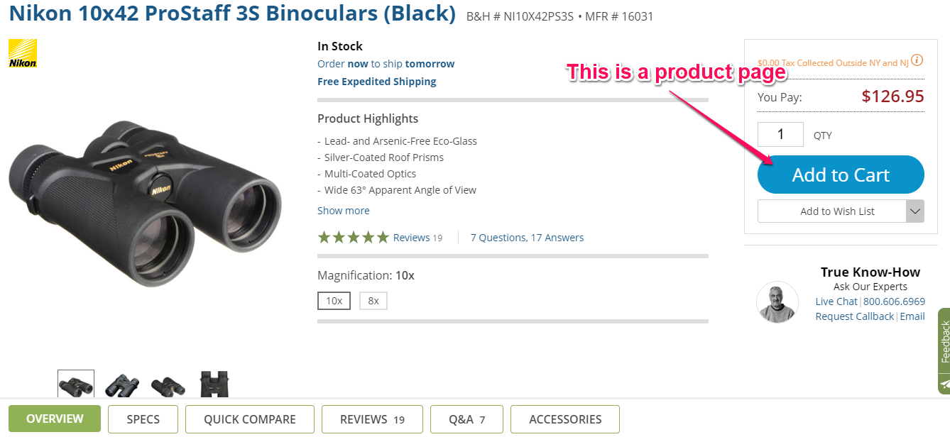 nikon binoculars product page